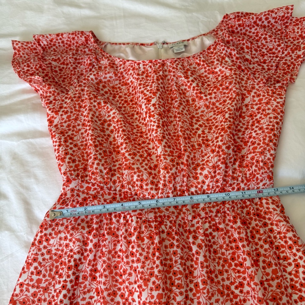J.Crew Factory Tiered Floral Midi Dress Size 00 Coral Orange New With Tags - Picture 3 of 11